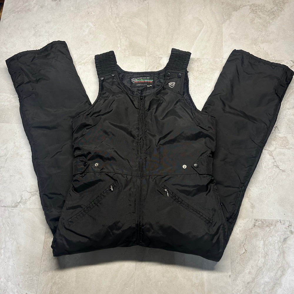 Arcticwear Vintage Snow Bibs Black Unisex Medium Insulated Ski Snowmobile Suit